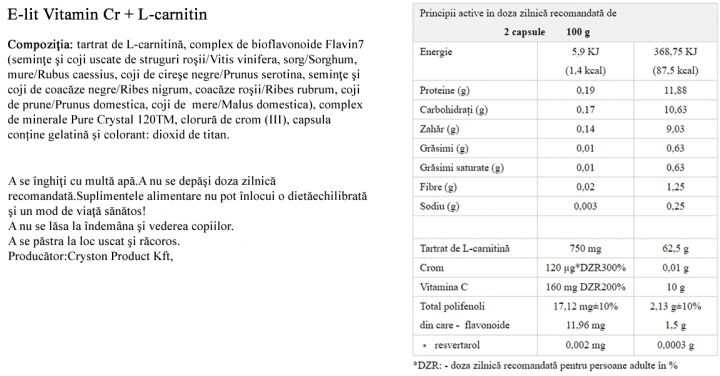 E-lit Vitamin Cr + L-carnitin prospect